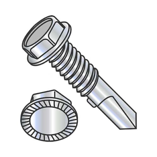 Usa Industrials Self-Drilling Screw, 1/4"-20 x 1-1/2 in, Zinc Plated Steel Flange Hex Head External Hex Drive BULK-SCRW-10538 - main